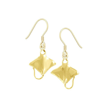 Manta Ray Solid Gold Hook Earring GTE963 - Jewelry